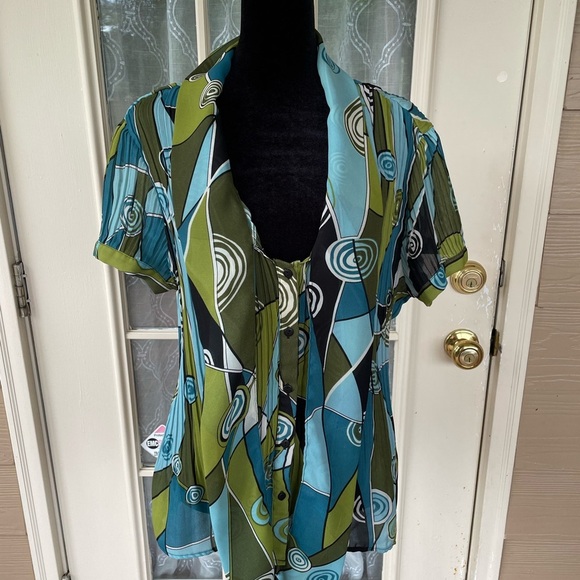 Allison Taylor Multicolor Contemporary Geometric Blouse - Picture 3 of 6